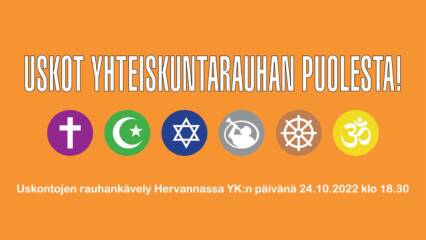 Uskot yhteiskuntarauhan puolesta: Uskontojen rauhankävely Hervannassa YK:n päivänä 24.10.2022 klo 18.30