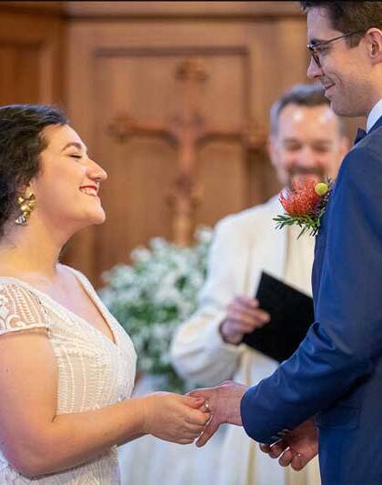 A couple are getting married at the Finlayson Church.