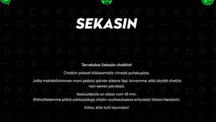 Mustalla taustalla tekstiä.