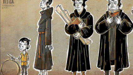 Piirros Lutherista eri elämänvaiheissa.
