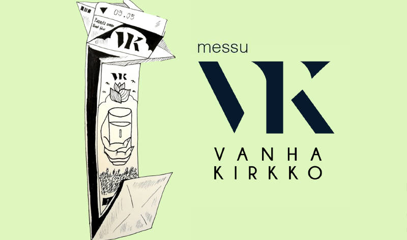 Vanhan kirkon messun kuvituskuvassa on piirros tyhjentyneestä maitotölkistä.