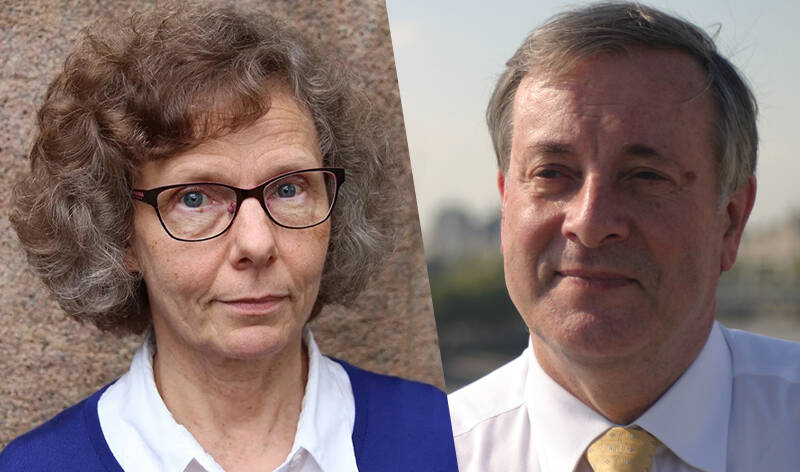 Professorit Leila Haaparanta ja Alister McGrath.