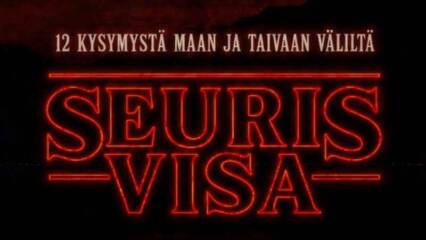 tummalla taustalla teksti 12 kysymystä maan ja taivaan väliltä Seurisvisa